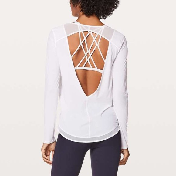 Lululemon Mix & Mesh Long Sleeve White - Picture 1 of 7